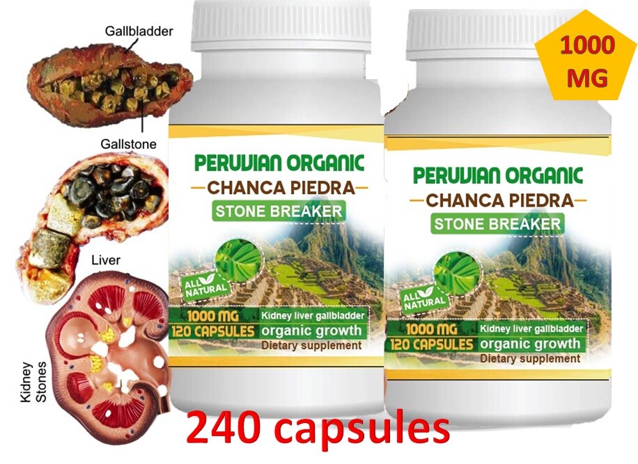 Chanca Piedra 2 bottles 240 caps total Peruvian organic material Stone Breaker