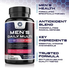 Multivitamin Men Daily Vitamin A, C, D, E, Zinc Calcium B12 60 Capsules Non-GMO