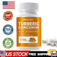 Turmeric Curcumin 1950mg 95% Extract with Black Pepper Antioxidant Support