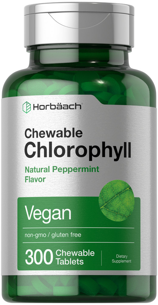 Chlorophyll Tablets | 300 Chewables | Peppermint Flavor | Vegan | by Horbaach