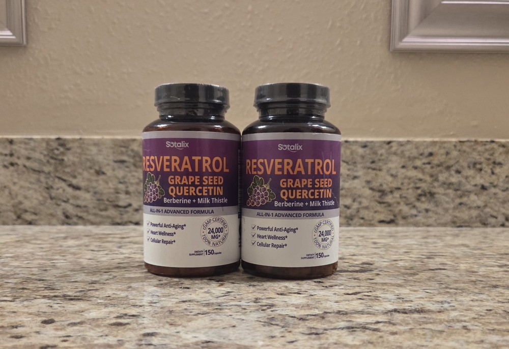 2 Resveratrol 24,000 mg Grape Seed, Quercetin, Milk Thistle – 150 Capsules