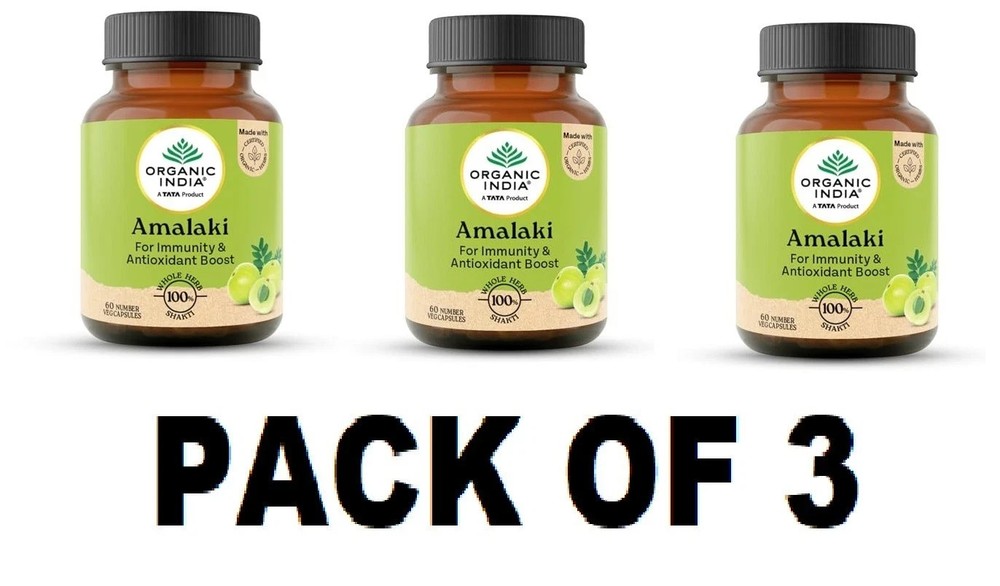 Organic India Amalaki 60 Veg Capsules x 3 Natural Vitamin C Herbal Supplement