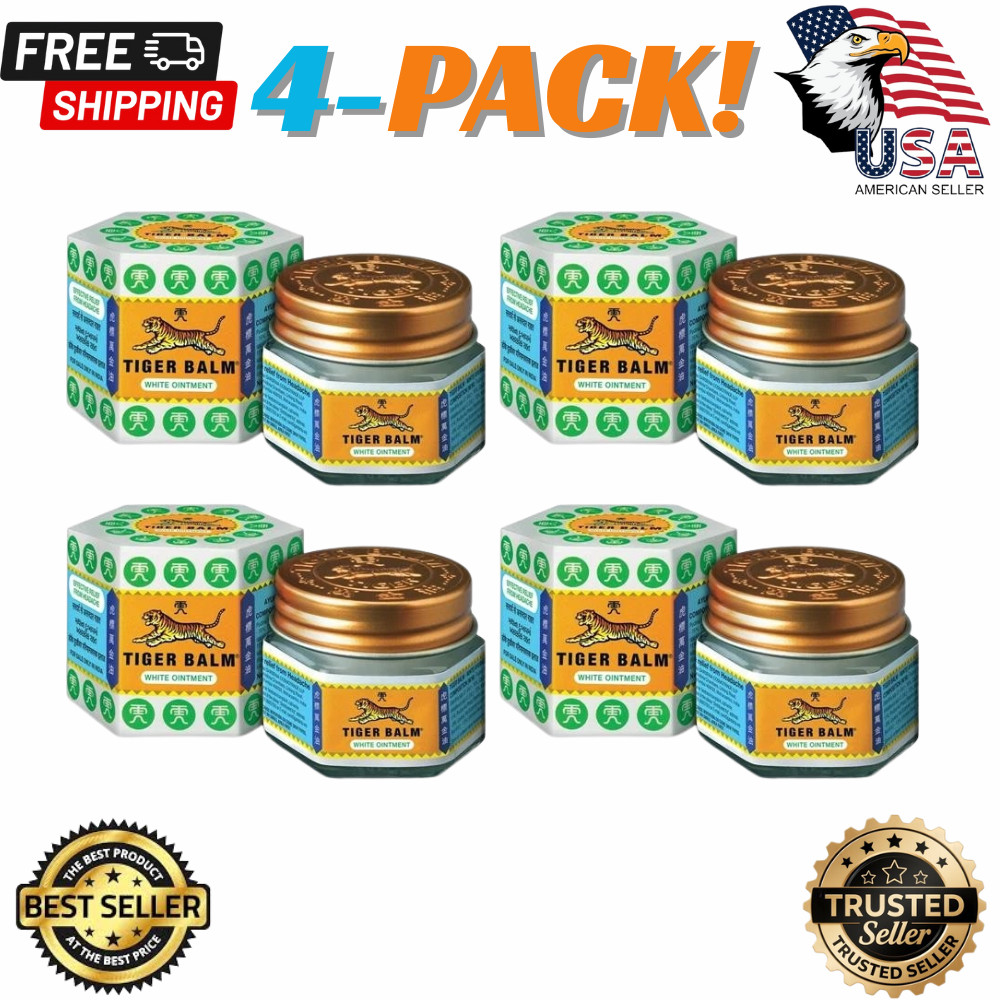 4x Tiger Balm (White) Super Strength Pain Relief Ointment 21ml. (100% Original)