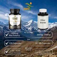 Himalayan Premium Pure Shilajit 120 Caps, IMPROVES VIGOR VITALITY USA