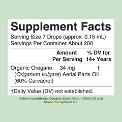Organic Oregano Oil Liquid Drops – Sugar Free, 6 Month Supply, Immune Support