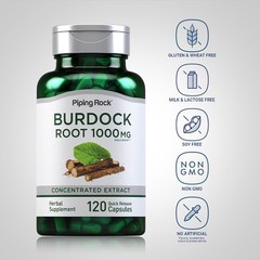 Burdock Root Capsules | 1000mg | 200 Count | Non-GMO | by Piping Rock