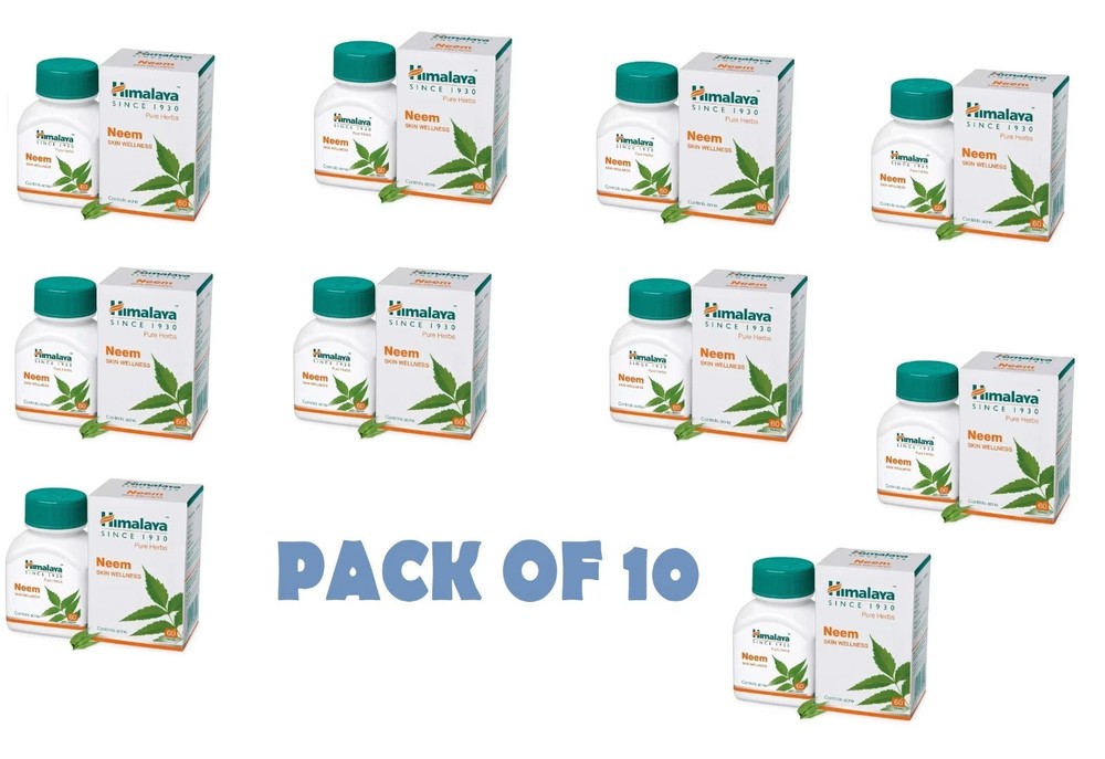 🌿 Himalaya Neem Tablets – Pack of 10 (60 Tablets Each) | Expiry 03/2028 🌱