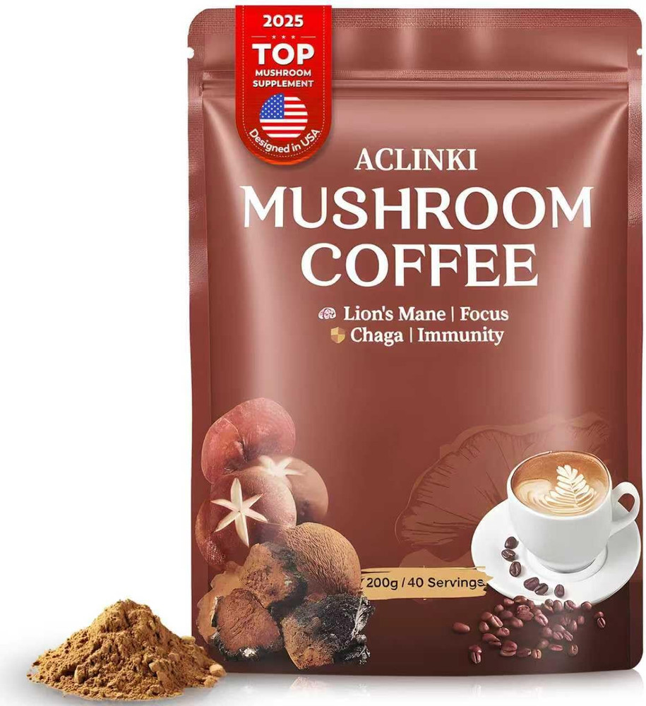 Organic Mushroom Coffee 7 Adaptogenic Blend Lion’s Mane Reishi Focus Energy 200g