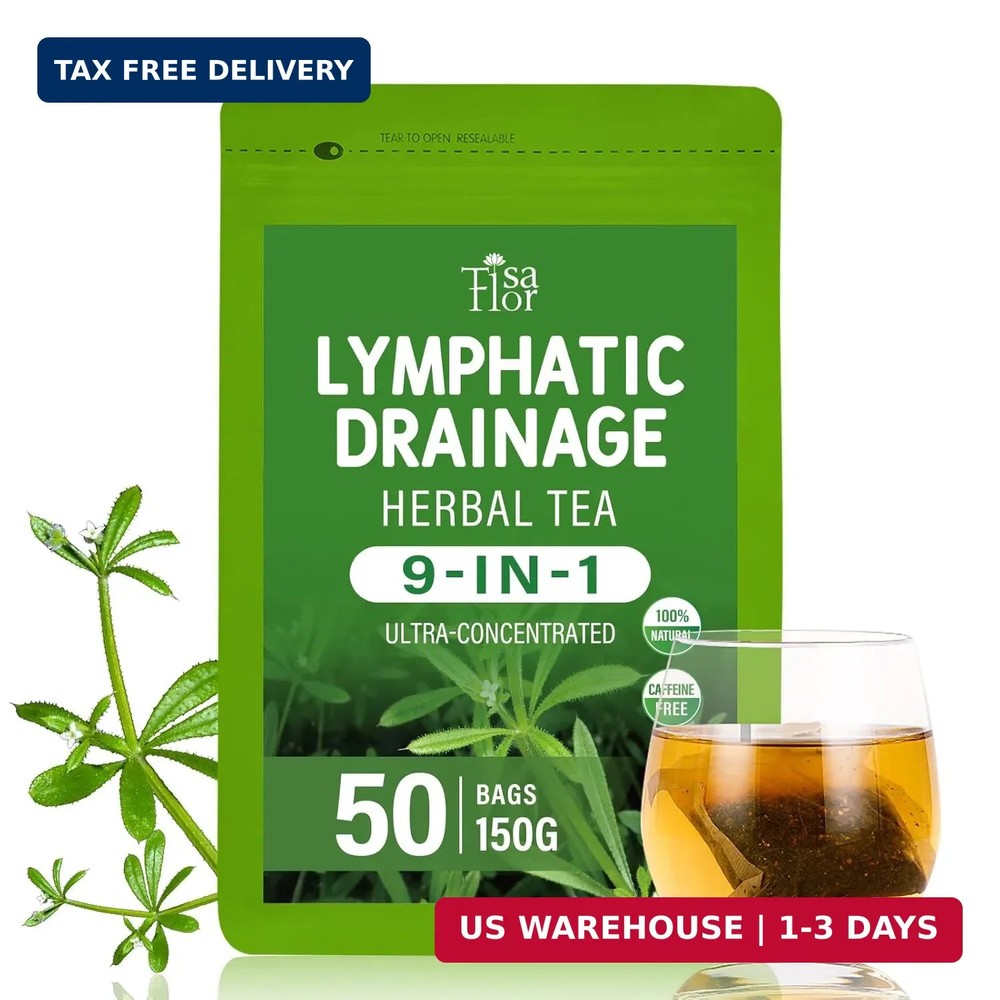 TisaFlor Cleavers Herb Lymphatic Drainage Tea Bags, 50Count -Caffeine Free | for