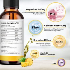 2 Bottles Premium Magnesium Liquid Drops,Magnesium Glycinate+Fiber+Vitamin