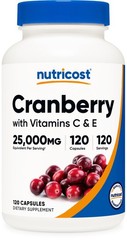 Nutricost Cranberry Extract 120 Capsules for 120 120 Count (Pack of 1)