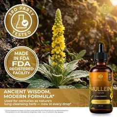 Mullein Leaf Extract Organic Lung Cleanse Drops for Lung Health Natural Herbal ✅