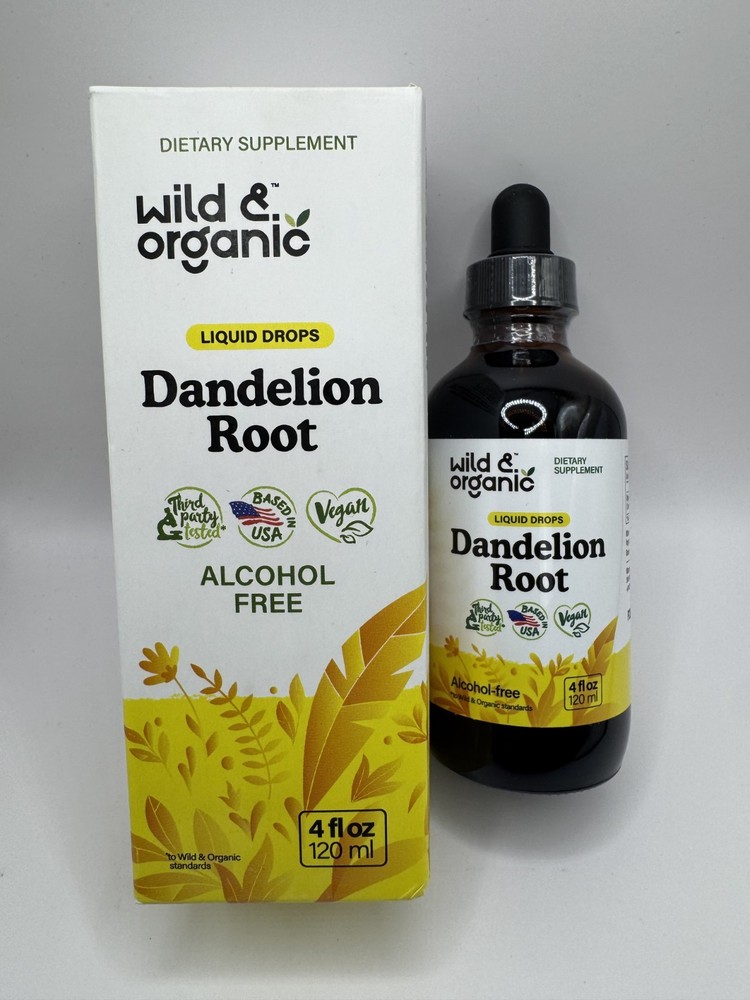 Wild & Organic Dandelion Root Extract Drops – Liver 4 Fl Oz (Pack of 1)