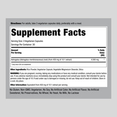 Astragalus Root Capsules | 4500mg | Vegetarian Extract | by Piping Rock