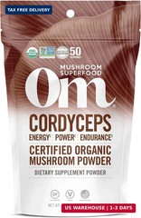 OM MUSHROOM SUPERFOOD Cordyceps Organic Mushroom Powder, 3.5 Ounce, 50 Servings,