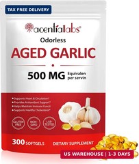 Odorless Aged Garlic Supplement – 500mg per Serving, 300 Softgels – Non-GMO
