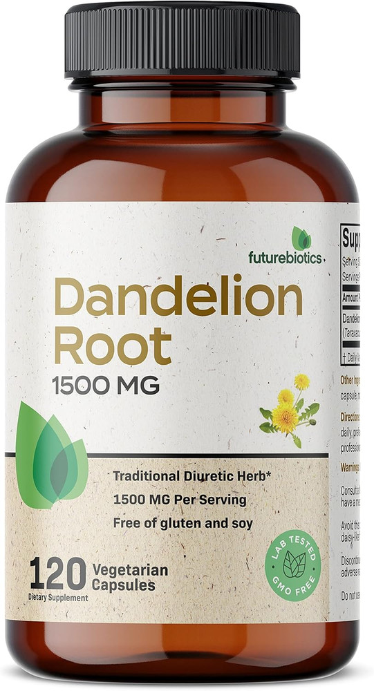 Dandelion Root 1500 MG per Serving Traditional Diuretic Herb, Non-Gmo, 120 Veget