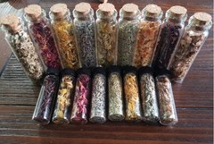 Wiccan Spell Crafting Dried Flower Botanical Herb Potion U CHOOSE Glass Bottle