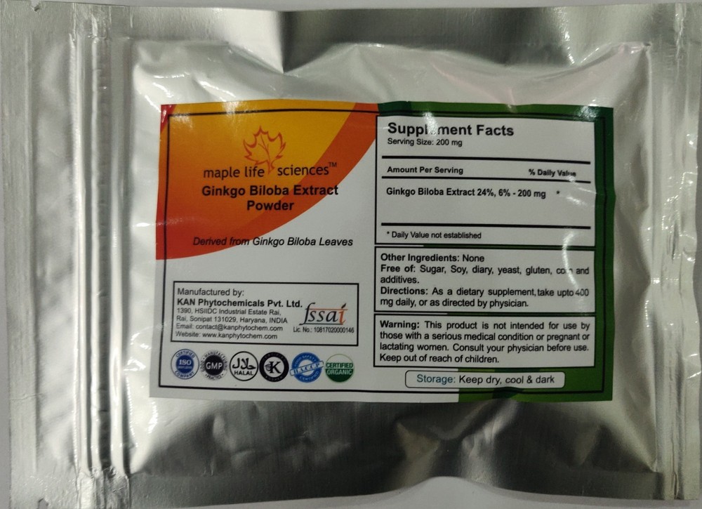 Ginkgo Biloba Leaf Extract powder 24% Ginkgo Flavone 6% Terpene Lactones Pure