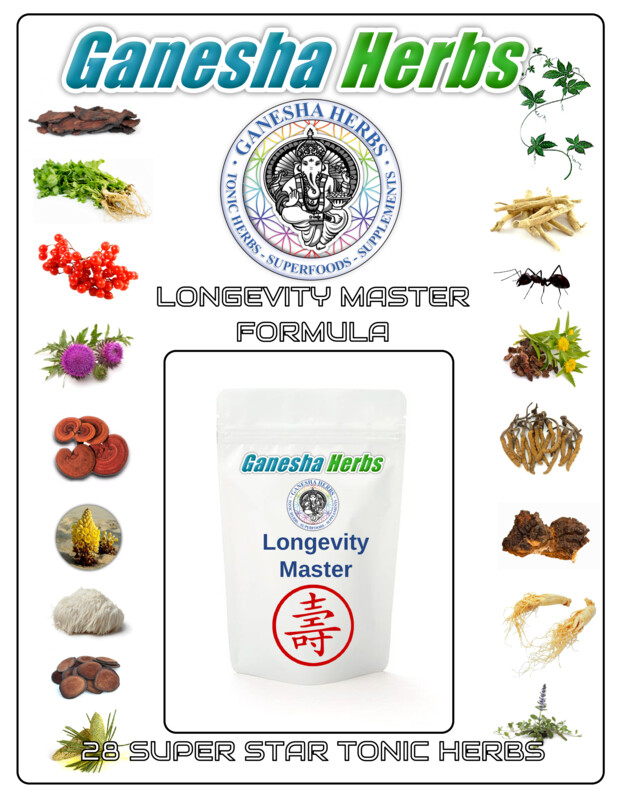 LONGEVITY MASTER ADAPTOGEN FORMULA EXTRACT POWDER 28 SUPER TONIC HERBS! 100g.