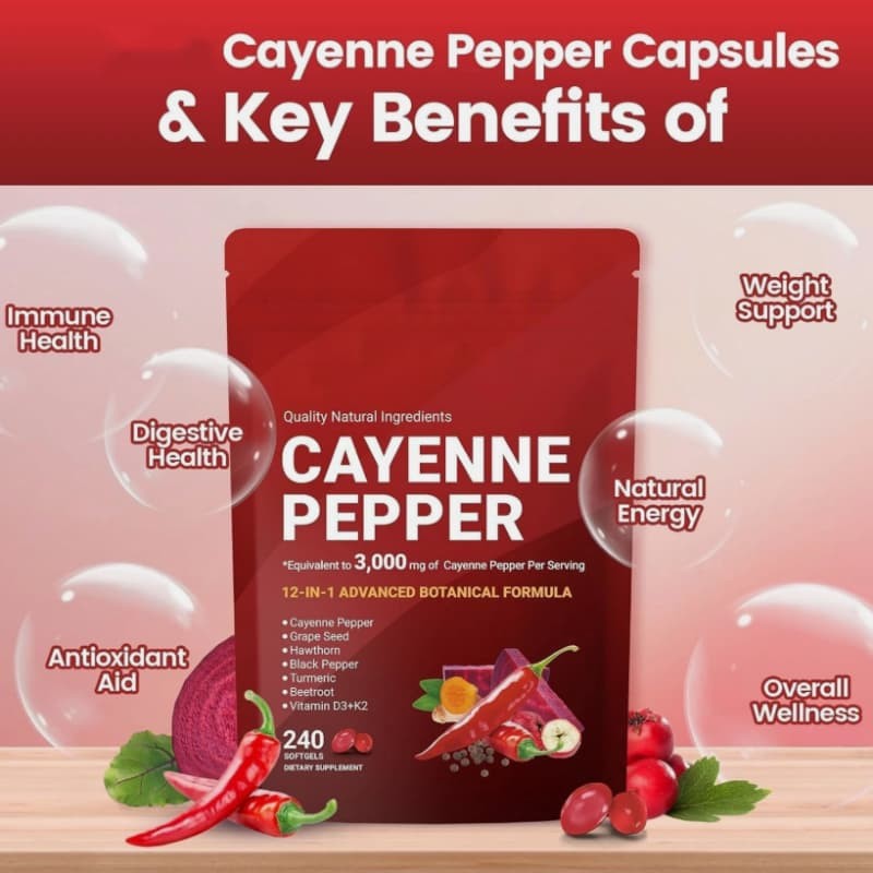 /1 Supports Leg Bag Supplement, Vein, Softgels Cayenne Pepper 240 Softge