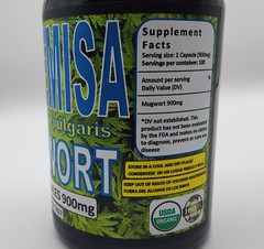 Artemisa hierba 100 Capsulas ,artemisia vulgaris, Mugwort herbal capsules 900mg