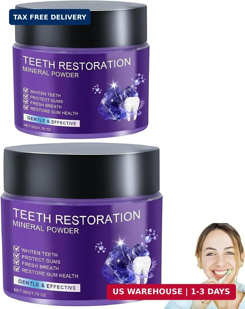 2Pcs Teeth Restoration Mineral Powder, Purple Whitening Mineral Powder，Fresh Bre
