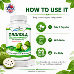 Soursop Graviola Capsules Leaf & Fruit Extract 270 Capsules High Potency