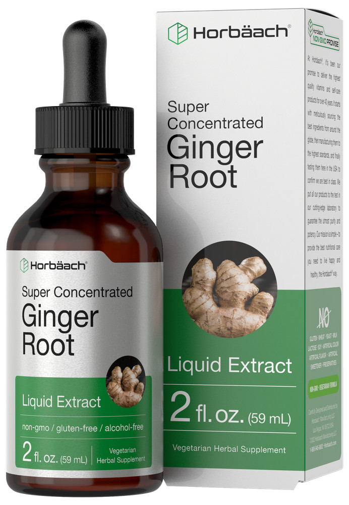 Ginger Root Liquid Extract | 2 fl oz | Alcohol Free | Vegetarian | by Horbaach