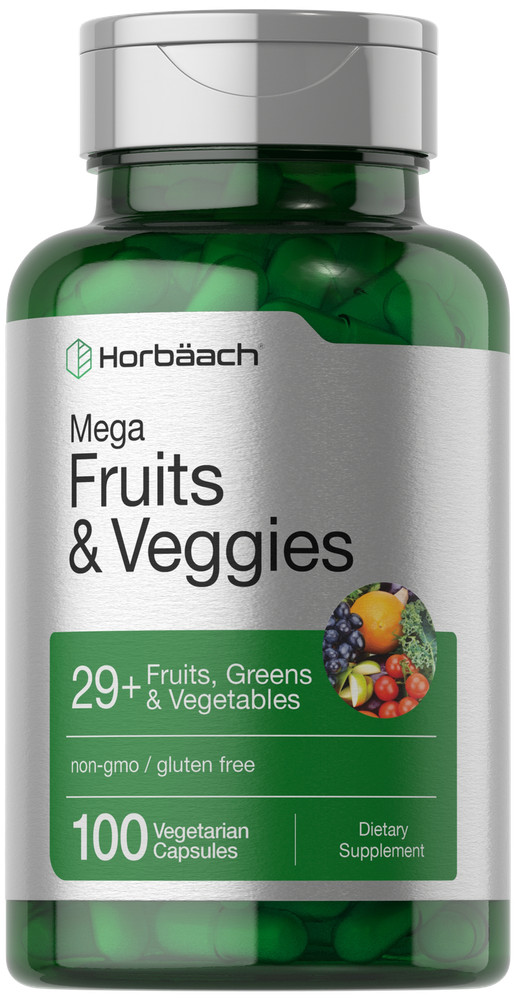 Fruits and Veggies Supplement | 100 Capsules | Vegetarian | by Horbaach