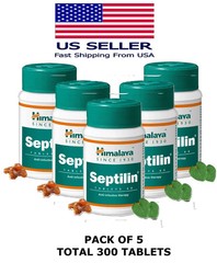 5x Himalaya SEPTILIN Tablets 60 Tabs Each Herbal Botanical Vegetarian Supplement