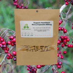 Organic Hawthorn Berry (Crataegus) 500mg and 650mg vegetarian or pullulan