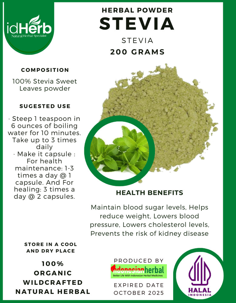[idHerb] POWDER STEVIA Candy Leaf NATURAL HERBAL ORGANIC FRESH