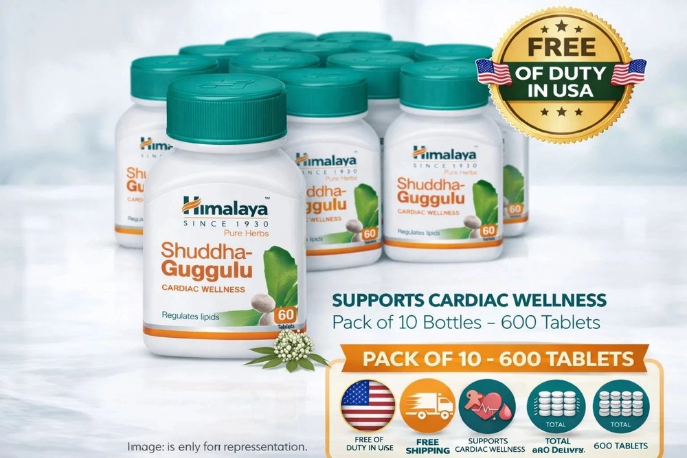 Himalaya Shuddha Guggulu 60 Tabs Herbal Supplement Pack of 10 Wellness Exp 05-27