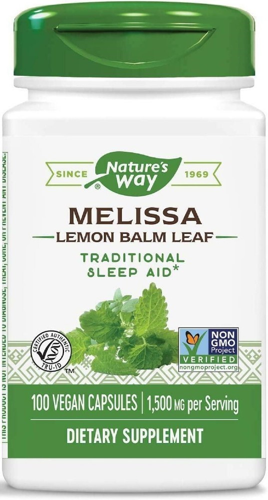 Melissa Lemon Balm Leaf 1500 Mg Super Concentrated Sleep Aid, 100 Veg Capsules