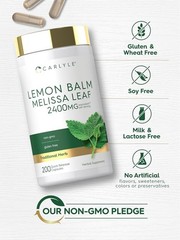 Lemon Balm Capsules | 2400mg | 200 Count | Melissa Leaf | Non-GMO | by Carlyle