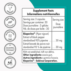 Supersmart Bioperine 30Mg per Day (95% Piperine) – Black Pepper Extract – Curcum