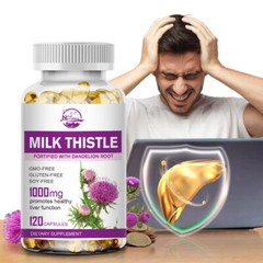 Milk Thistle Extract 1000MG Liver Cleanse Support 120 Capsules W/ Dandelion Root