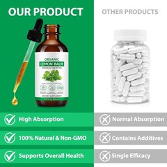 Lemon Balm Extract Non-Alcohol Liquid Herb Drops Organic Natural Aid 2 oz