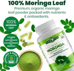 PURA VIDA ORGANIC MORINGA CAPSULES 500MG SINGLE ORIGIN MORINGA LEAF POWDER – 120
