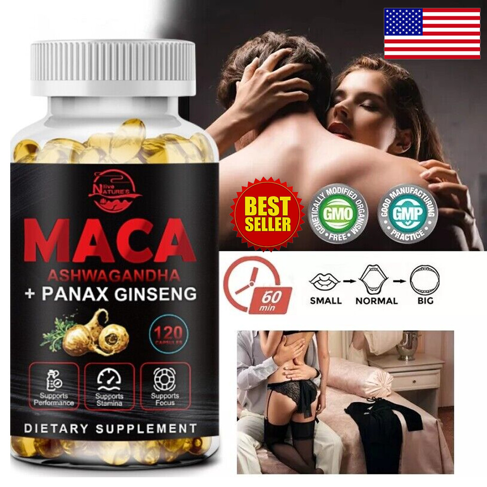 Maca Root 10000mg, Ashwagandha,Panax Ginseng Extract Male Enhancing 120 Capsules