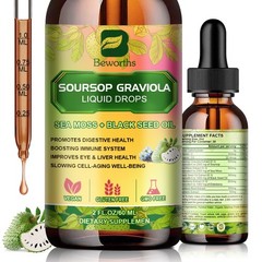 Soursop Graviola Extract Liquid Drop with Sea Moss Black Pepper Burdock Root