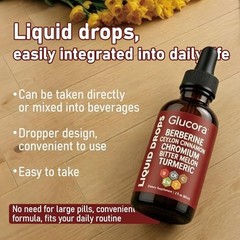 Glucora Berberina Liquida Gotas, Berberine Drops with Ceylon Cinnamon, Bitter M