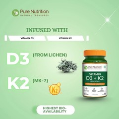 Pure Nutrition Vitamin D3 K2 Tablets 350mg, 60 Tablets d726