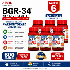 AIMIL BGR-34 Herbal Tablets 100 Count x 6 Ayurvedic Supplement Metabolism 2029