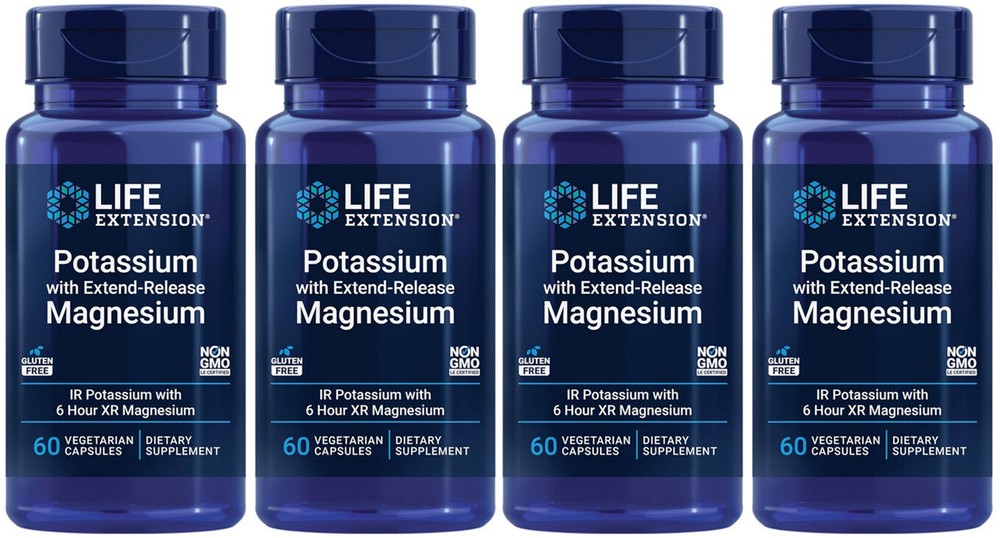 POTASSIUM with EXTENDED RELEASE MAGNESIUM 4 BOTTLES 240 Capsule LIFE EXTENSION