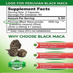 High Strength Black Maca 1000 Mg Promotes Strength Endurance Energy 120 Capsules