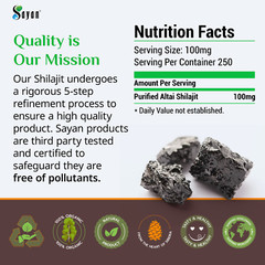 Sayan Pure Shilajit Resin 1oz/25g, Glass Jar, 250 Servings