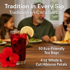 Jamaica (Hibiscus) Tea Combo – 50 Tea Bags (2 g Each) + 4oz Loose Dried Hibiscus