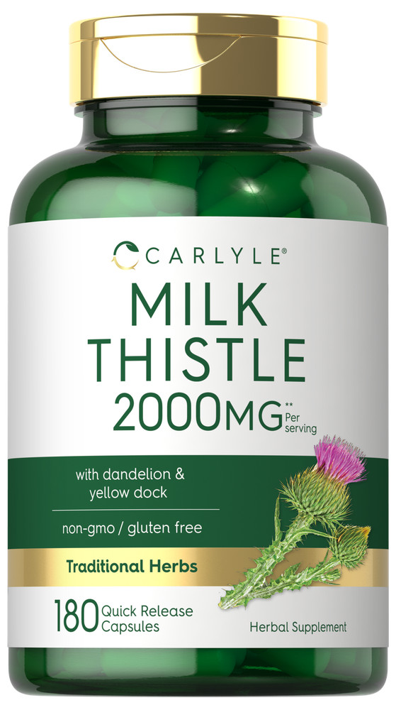 Milk Thistle 2000mg | 180 Capsules | with Dandelion & Yellow Dock | by Carlyle